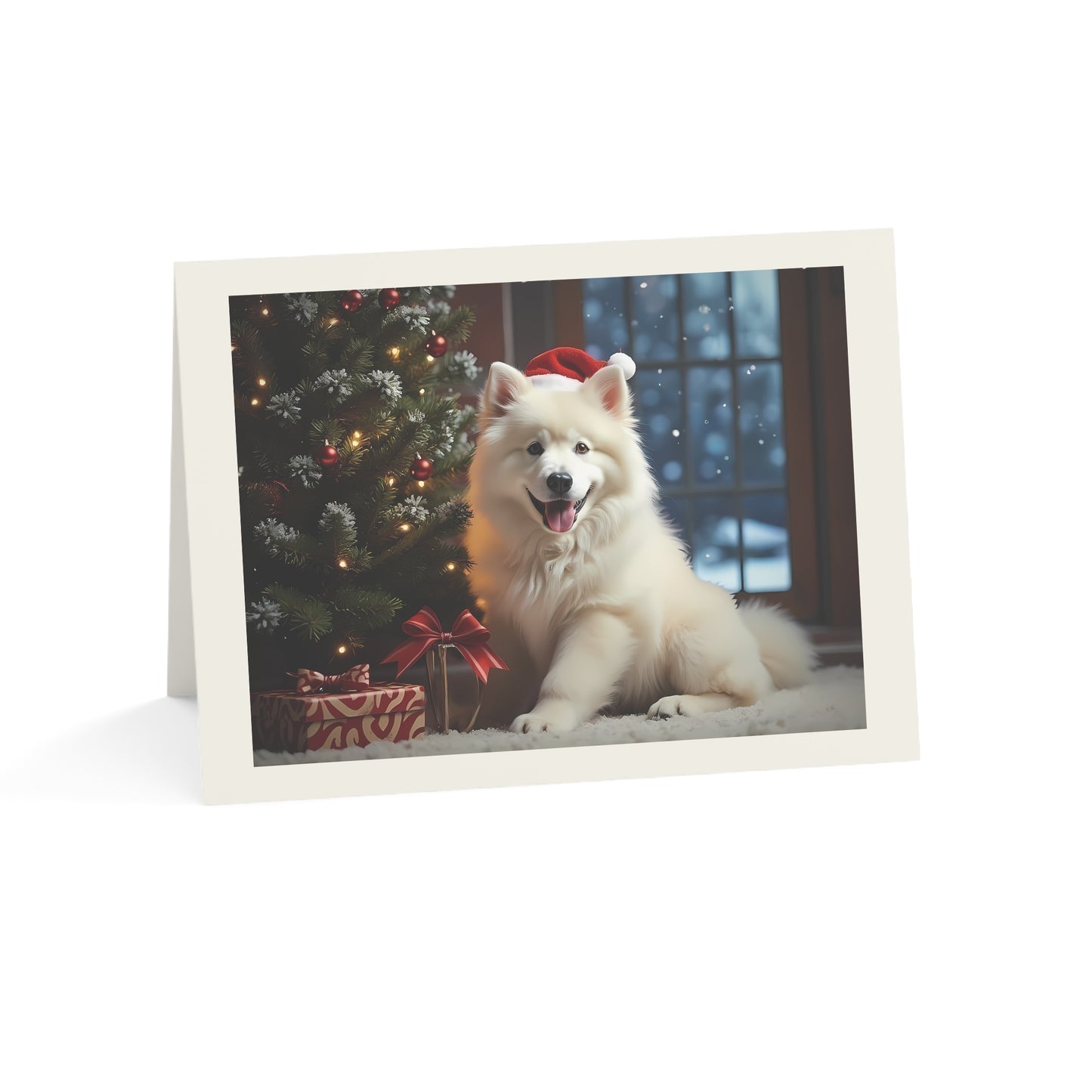 Christmas Dog Greeting Cards – Festive Samoyed Photo Holiday Cards (Envelopes Included - Pack of 1/10/30/50)