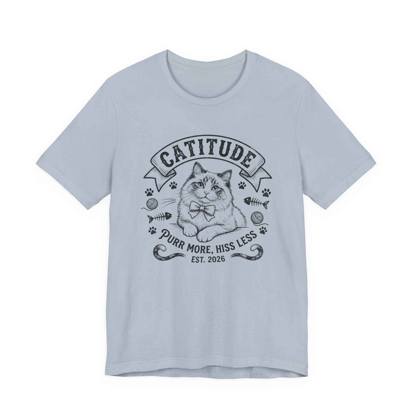 Unisex Jersey Short Sleeve Catitude Design Tee - 'Purr More, Hiss Less' (Additional Colors)