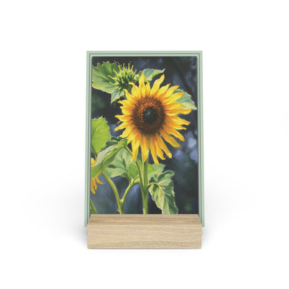 Nature Sunflower Photo Gallery Board with Wooden Stand — Mini Nature Desk Art (Additional Sizes)