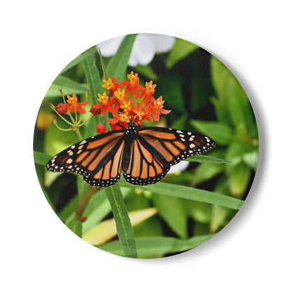 Nature-Inspired Beautiful Orange Butterfly Garden Collectible Ceramic Coaster, 1 Piece