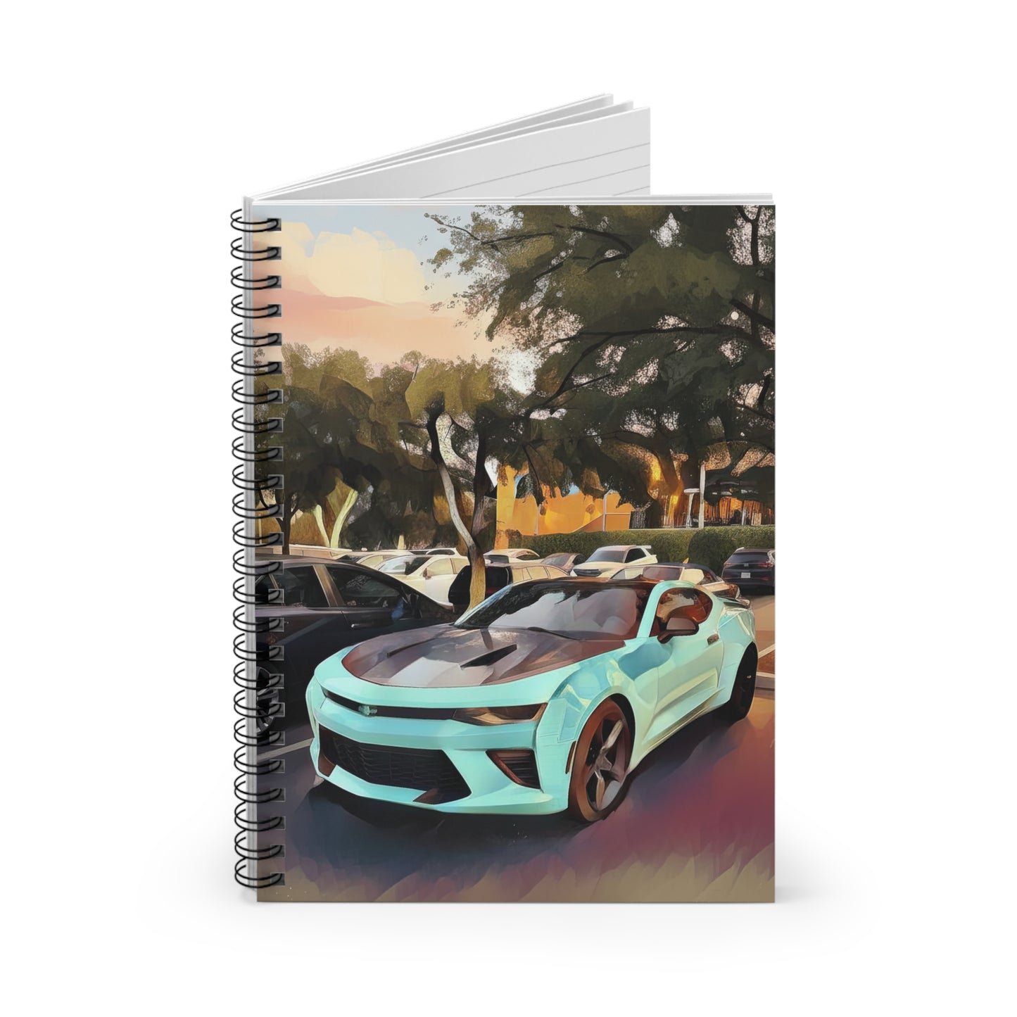 Artsy Sports Car Spiral Ruled Notebook