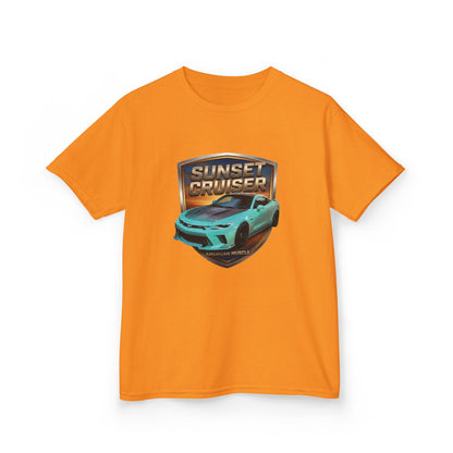 Kids 'Sunset Cruiser' Aqua Camaro Sports Car Theme American Muscle Series Graphic Tee (Additional Colors)