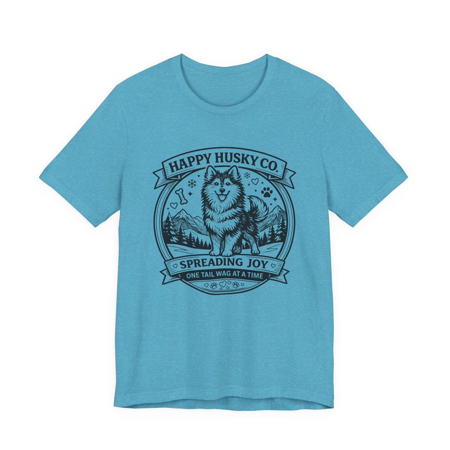 Unisex Happy Husky Co. Design T-Shirt — 'Spreading Joy One Tail Wag At A Time' Graphic Tee (Additional Colors)