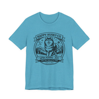 Unisex Happy Husky Co. Design T-Shirt — 'Spreading Joy One Tail Wag At A Time' Graphic Tee (Additional Colors)
