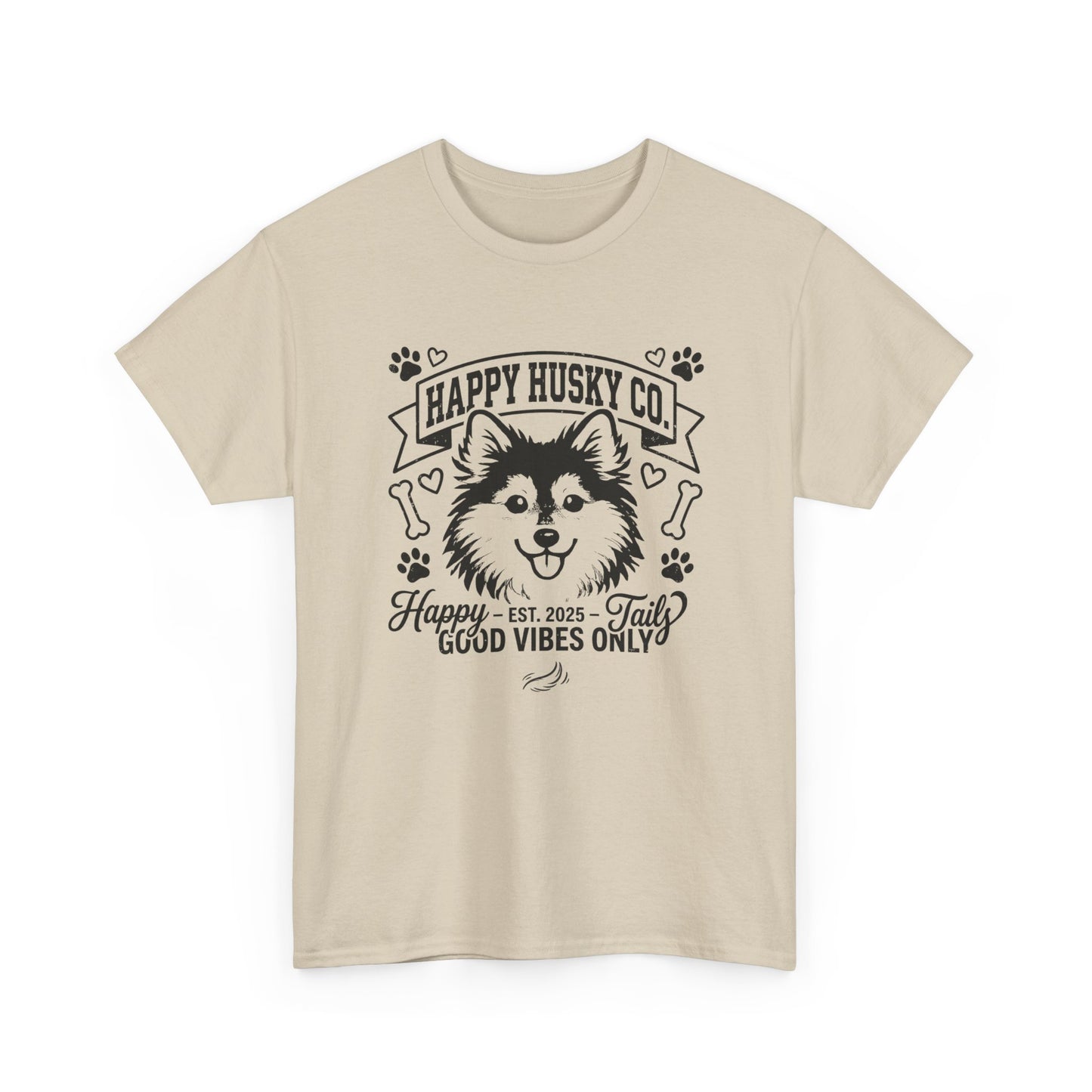 Unisex Adult Happy Husky Co. 'Happy Tails, Good Vibes Only' Graphic Tee (Additional Colors)