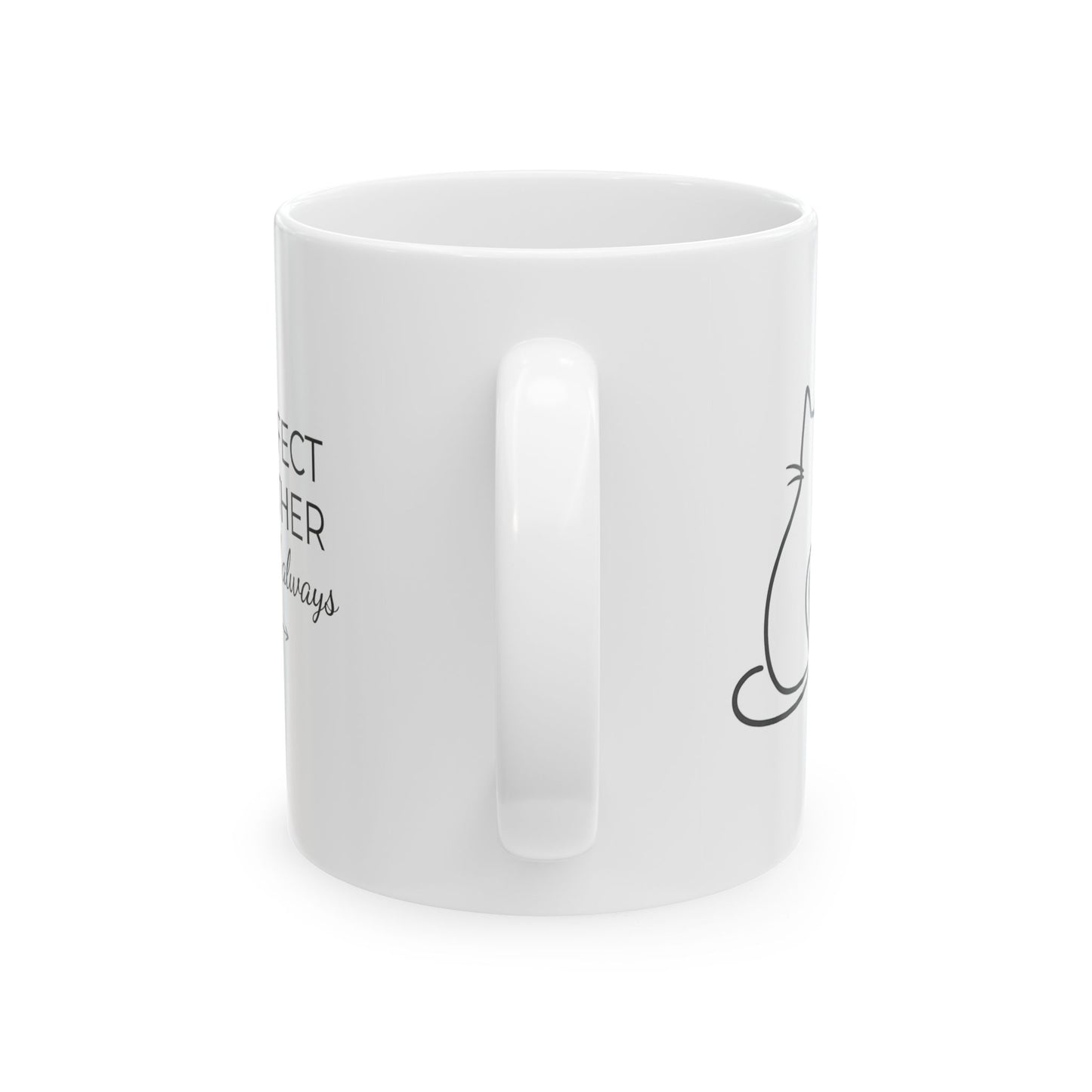 Two Cats and a Heart White Ceramic Mug — "Purrfect Together meow & always" (11oz & 15oz)