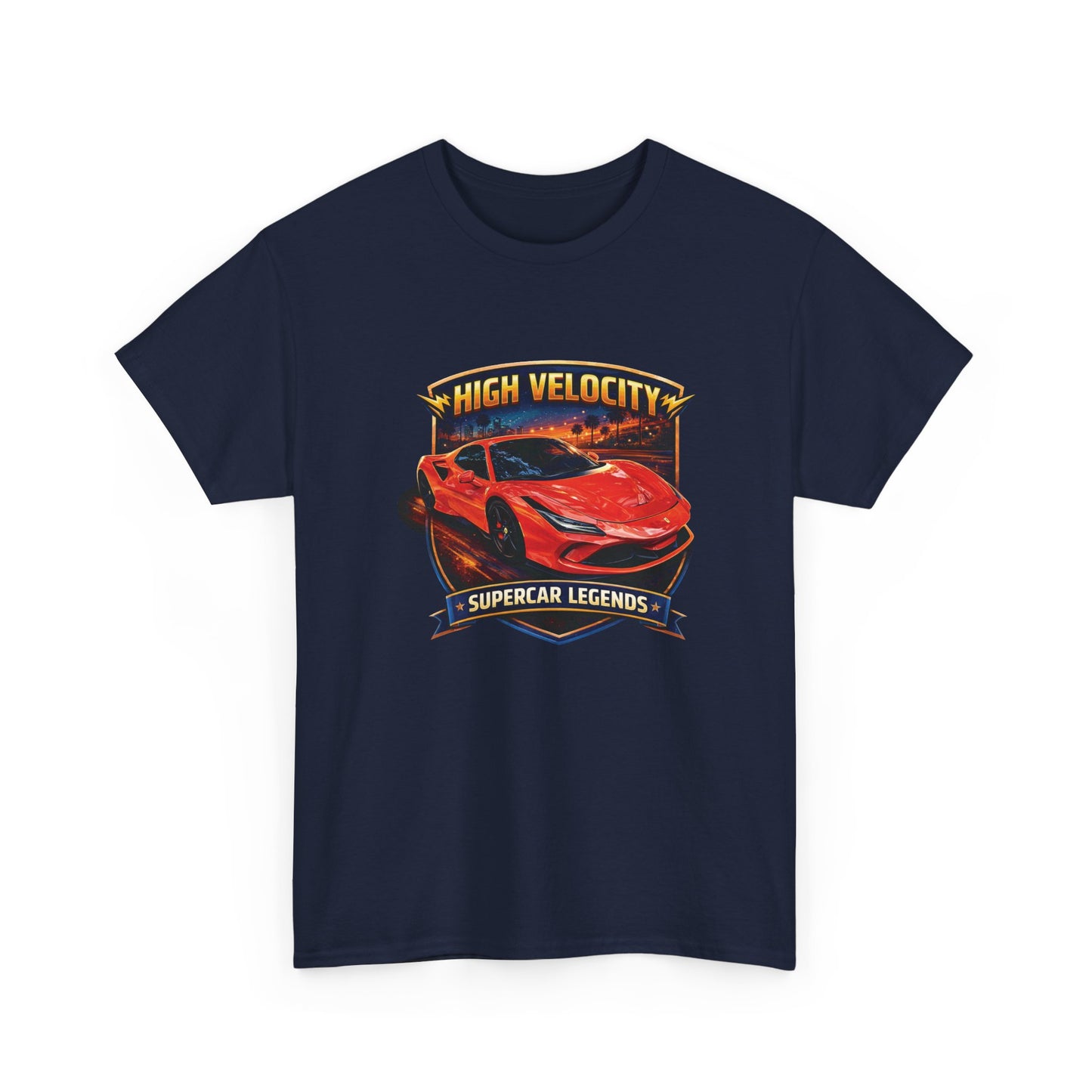Adult Unisex Orange/Red 'High Velocity' Sportscar Theme Supercar Legends Series Graphic T-Shirt (Additional Colors)