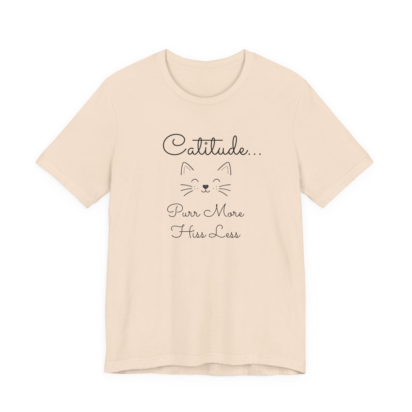 Adult Catitude Tee 'Purr More, Hiss Less' & Cat Silhouette Double-Sided Minimalist Cat T‑Shirt (Additional Colors)