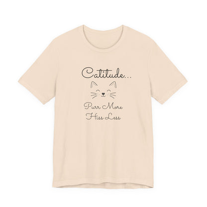 Adult Catitude Tee 'Purr More, Hiss Less' & Cat Silhouette Double-Sided Minimalist Cat T‑Shirt (Additional Colors)