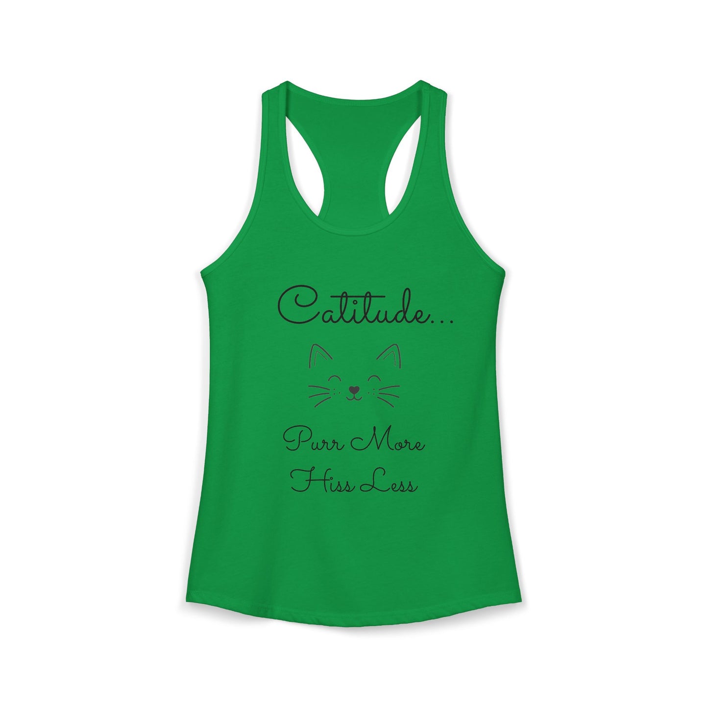 Catitude - 'Purr More Hiss Less' Double-Side Design Women's Racerback Tank Top (Additional Colors)