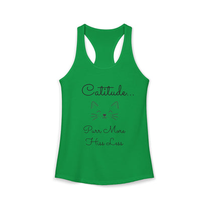 Catitude - 'Purr More Hiss Less' Double-Side Design Women's Racerback Tank Top (Additional Colors)