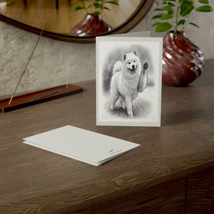 Samoyed Dog Greeting Card — Paw-Waving Blank Note for Dog Lovers (1/10/30 pcs)