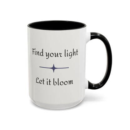 Water Lily Flower Nature Theme Artist-Inspired 'Find your light, Let it bloom' Accent Coffee Mug (Additional Color, 11 oz & 15 oz)