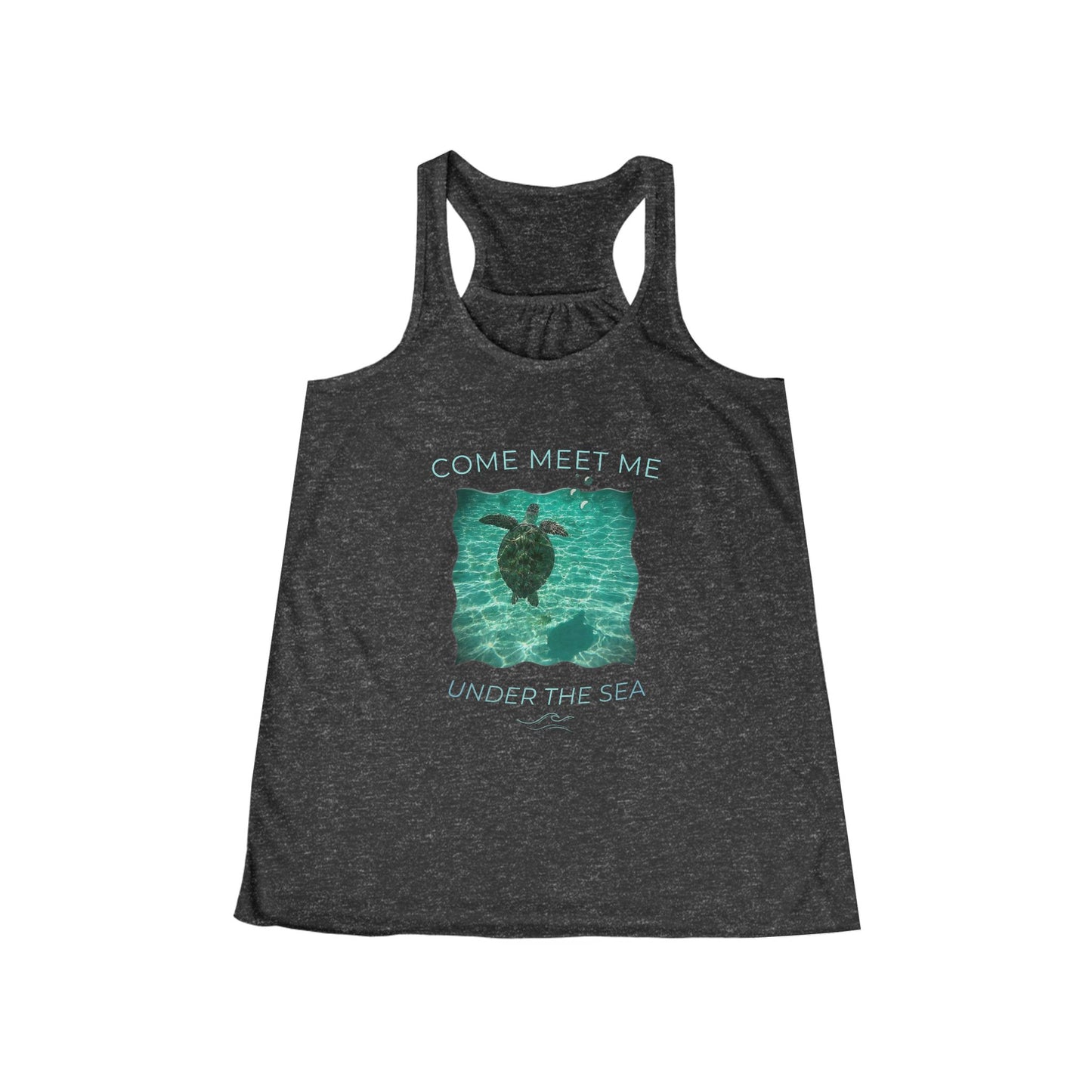 Women's Flowy Aquatic Sea Turtle 'Come Meet Me Under the Sea' Racerback Tank (Additional Colors)