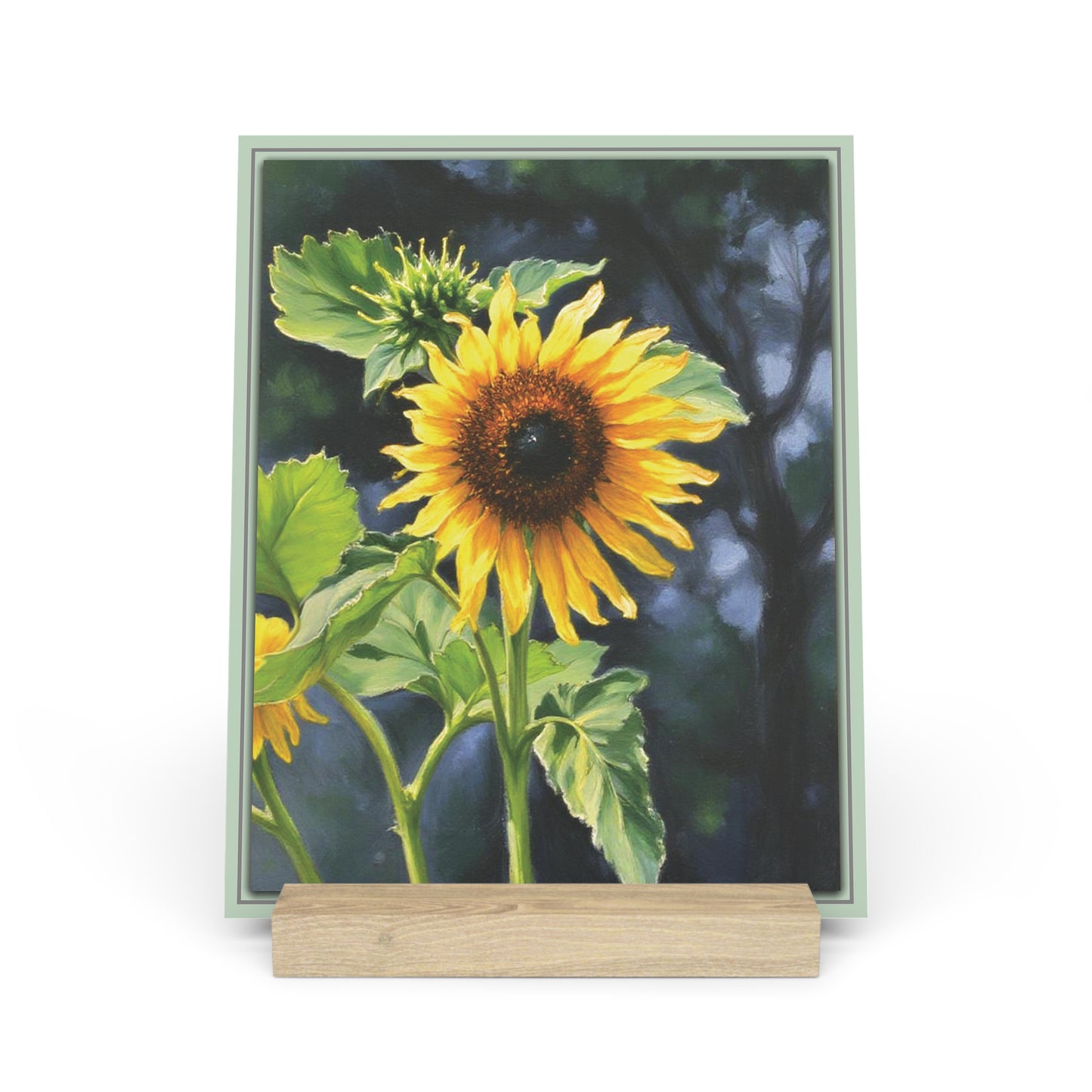 Nature Sunflower Photo Gallery Board with Wooden Stand — Mini Nature Desk Art (Additional Sizes)