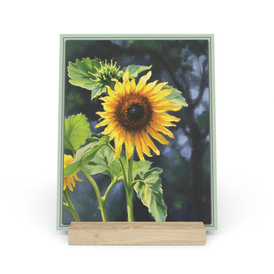 Nature Sunflower Photo Gallery Board with Wooden Stand — Mini Nature Desk Art (Additional Sizes)