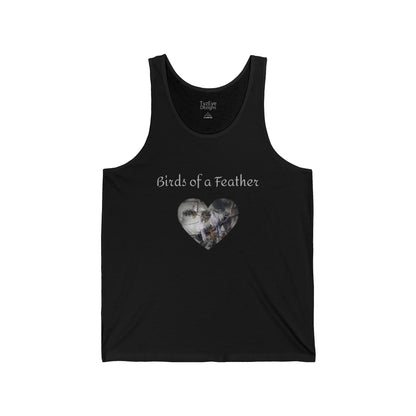 Adult Unisex 'Birds of a Feather' Dove Heart & 'Two Hearts One Branch' Double-Sided Jersey Tank Top (Additional Colors)