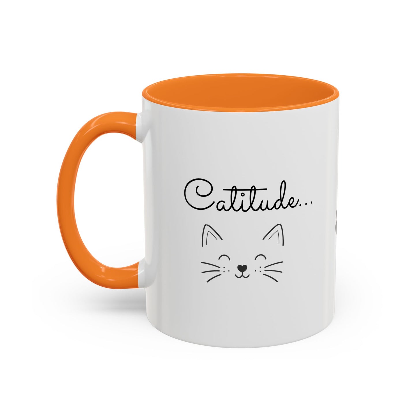 Minimalist Cat Design Color Accent Mug - Catitude - 'Purr More Hiss Less' (Additional Colors)