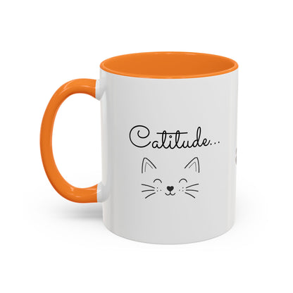Minimalist Cat Design Color Accent Mug - Catitude - 'Purr More Hiss Less' (Additional Colors)