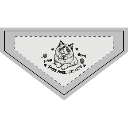Clip-On Cat Design Pet Bandana — 'Purr More, Hiss Less' Cute Cat Bandana for Cats & Small Pets