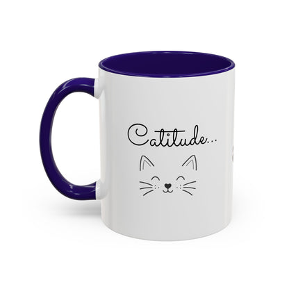 Minimalist Cat Design Color Accent Mug - Catitude - 'Purr More Hiss Less' (Additional Colors)