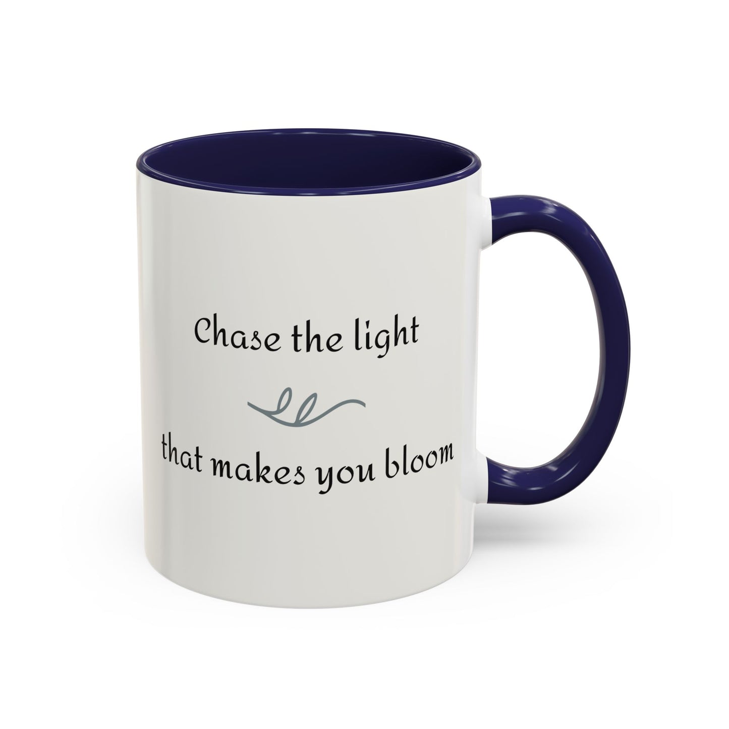 Nature Sunflower Theme Artist-Inspired 'Chase the light that makes you bloom' Accent Coffee Mug (Additional Colors, 11 oz & 15 oz)