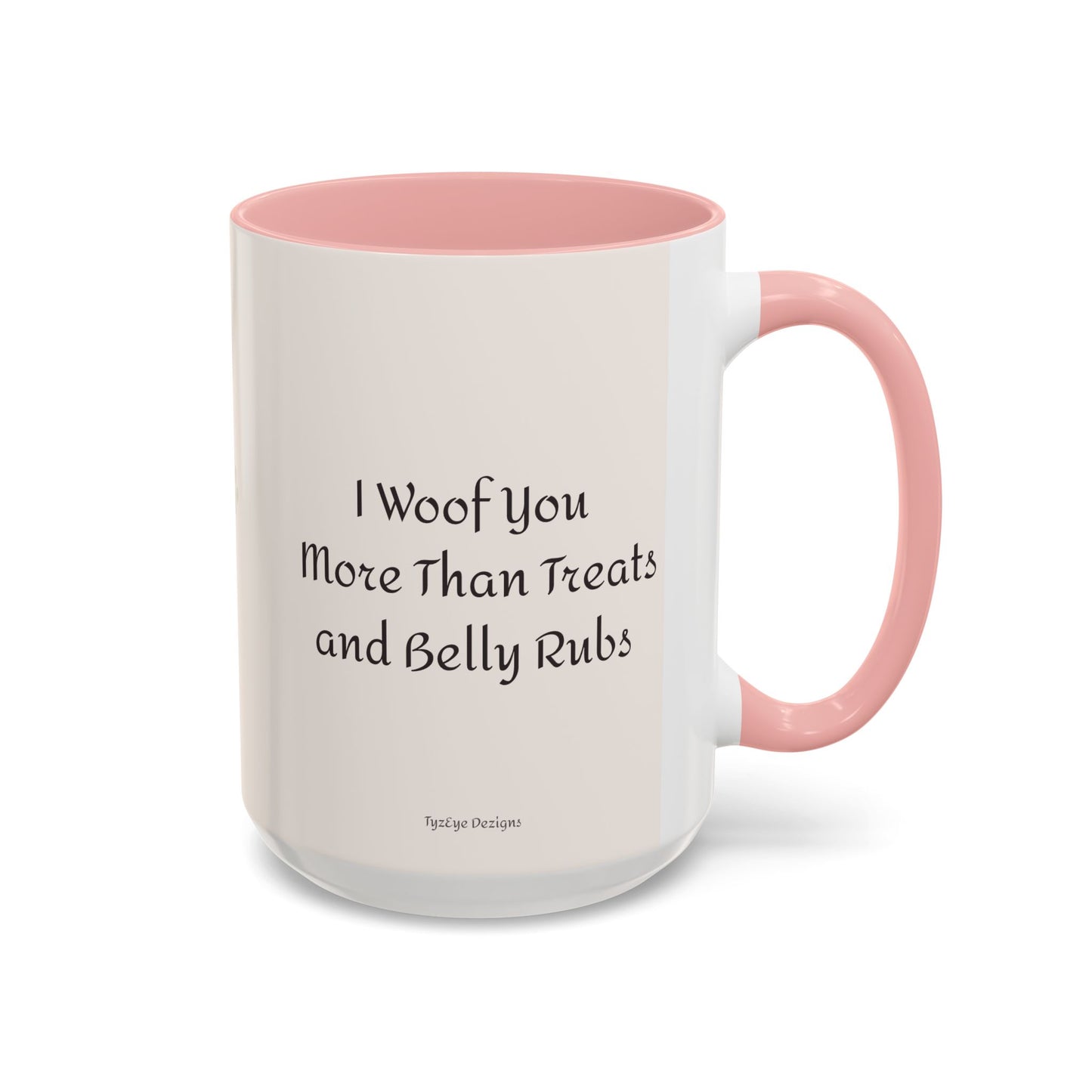 Valentine's Romantic Samoyed Theme "I Woof You More...' Accent Coffee Mug, 11 oz or 15 oz (Additional Color)