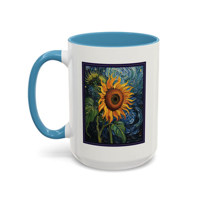 Nature Sunflower Theme Artist-Inspired 'Chase the light that makes you bloom' Accent Coffee Mug (Additional Colors, 11 oz & 15 oz)