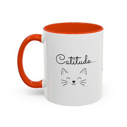 Minimalist Cat Design Color Accent Mug - Catitude - 'Purr More Hiss Less' (Additional Colors)
