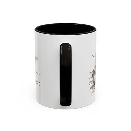 Sailboat, Beach & Horizon Nautical Design Coffee Mug — "The Horizon Is Always There" Coastal Ceramic Black Accent Mug (11oz, 15oz)