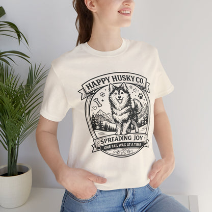 Unisex Happy Husky Co. Design T-Shirt — 'Spreading Joy One Tail Wag At A Time' Graphic Tee (Additional Colors)