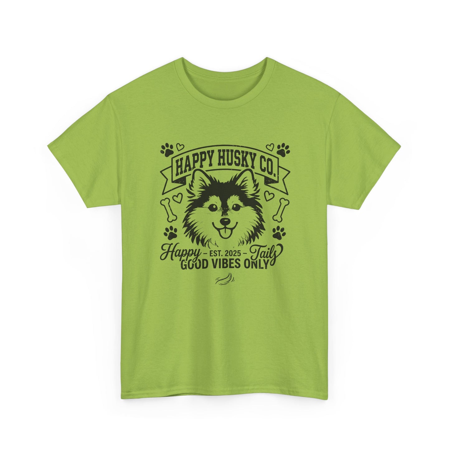 Unisex Adult Happy Husky Co. 'Happy Tails, Good Vibes Only' Graphic Tee (Additional Colors)