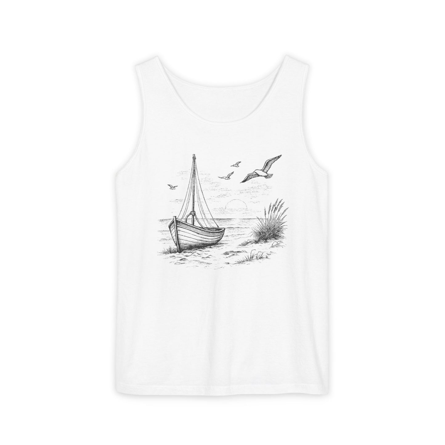 Unisex Adult Nautical Sailboat Tank Top — 'Set Your Course By The Stars, Not The Storm' Beach Graphic Tank (Additional Colors)