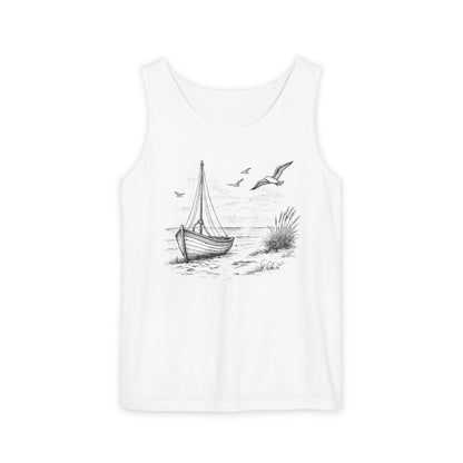 Unisex Adult Nautical Sailboat Tank Top — 'Set Your Course By The Stars, Not The Storm' Beach Graphic Tank (Additional Colors)