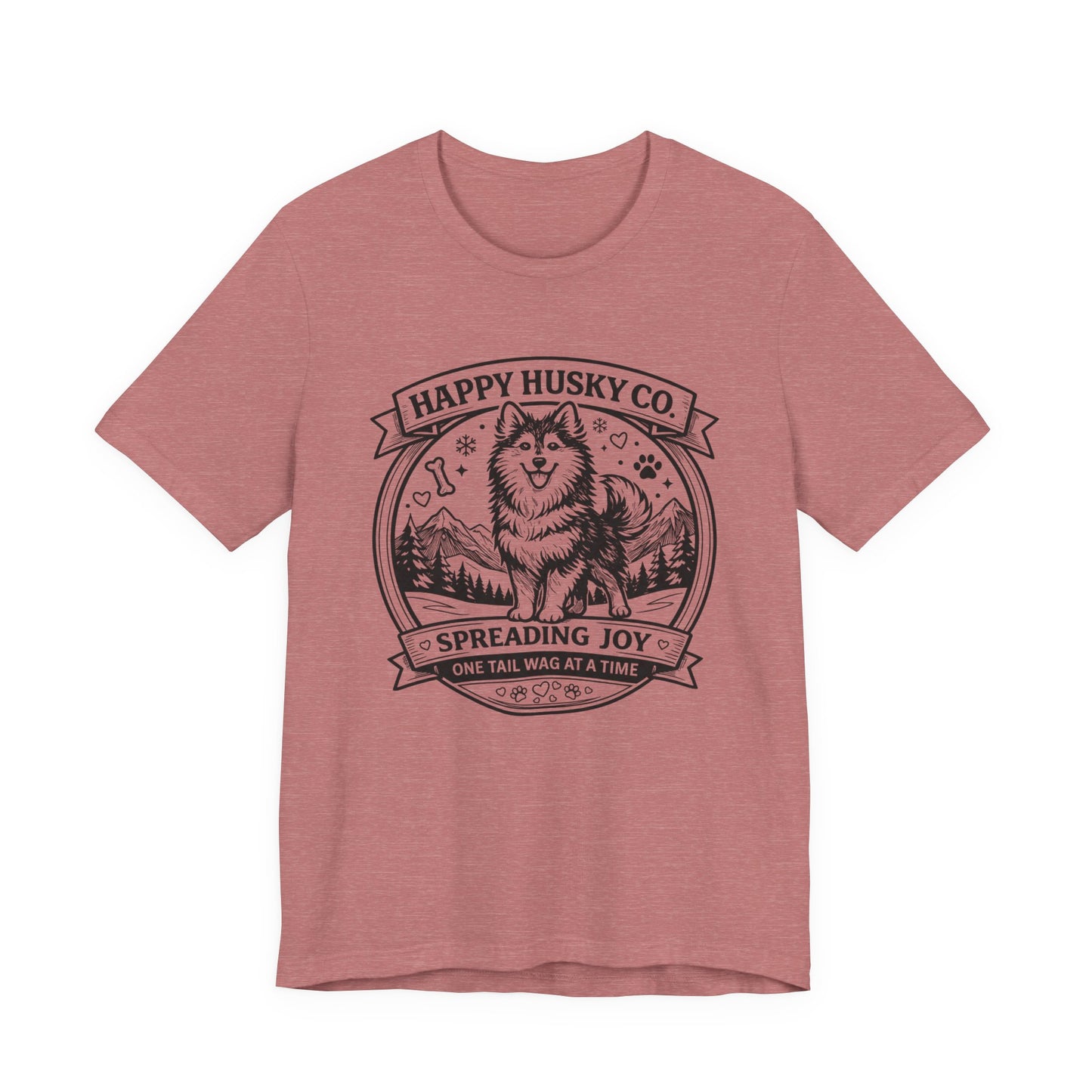 Unisex Happy Husky Co. Design T-Shirt — 'Spreading Joy One Tail Wag At A Time' Graphic Tee (Additional Colors)