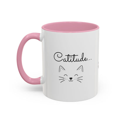 Minimalist Cat Design Color Accent Mug - Catitude - 'Purr More Hiss Less' (Additional Colors)
