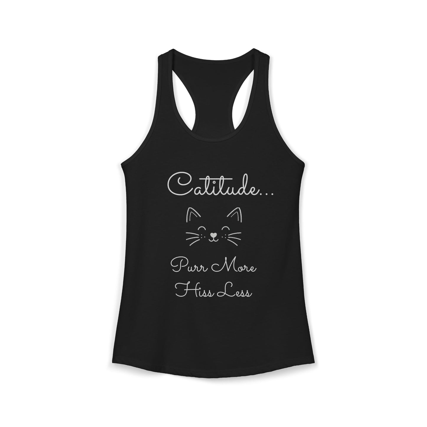 Catitude - 'Purr More Hiss Less' Double-Side Design Women's Racerback Tank Top (Additional Colors)