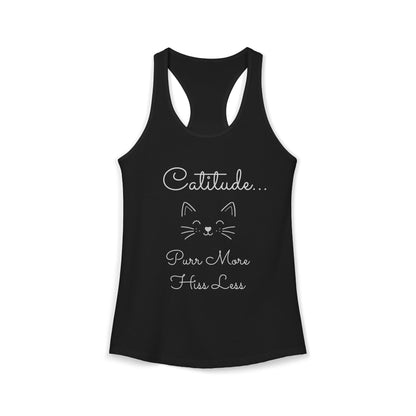 Catitude - 'Purr More Hiss Less' Double-Side Design Women's Racerback Tank Top (Additional Colors)