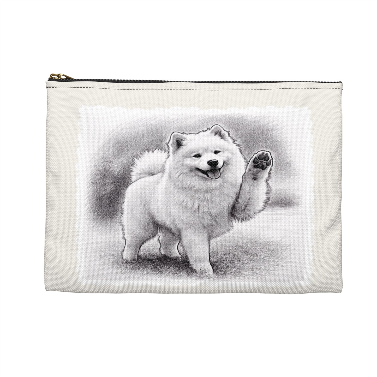 Samoyed Dog Accessory Pouch – Cute Waving Pup Zipper Bag for Phone, Makeup & Travel (Additional Size)