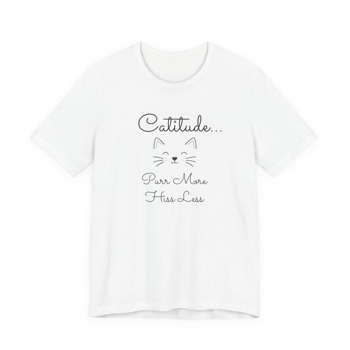 Adult Catitude Tee 'Purr More, Hiss Less' & Cat Silhouette Double-Sided Minimalist Cat T‑Shirt (Additional Colors)