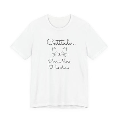 Adult Catitude Tee 'Purr More, Hiss Less' & Cat Silhouette Double-Sided Minimalist Cat T‑Shirt (Additional Colors)