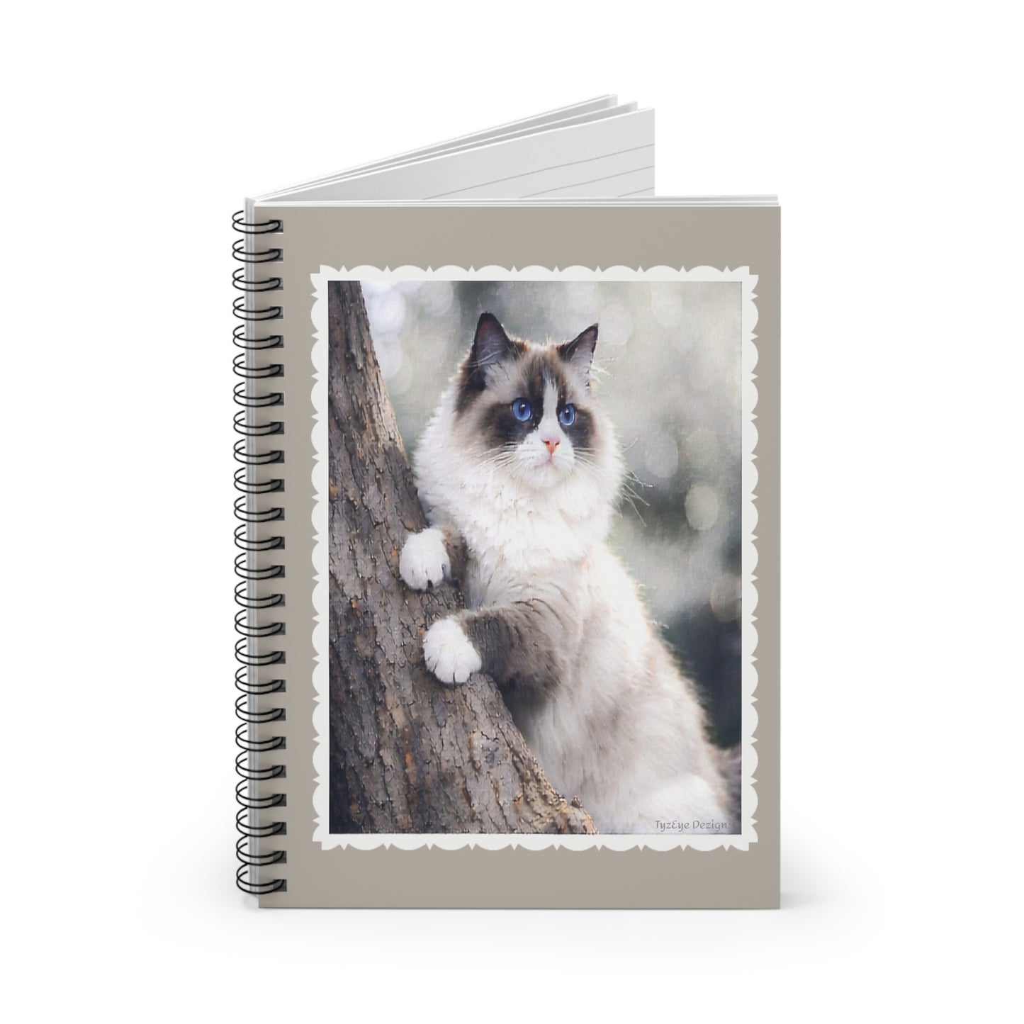 Elegant Ragdoll Spiral Notebook —  Artist Inspired Cat Design Ruled Journal