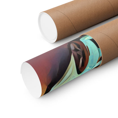 Artsy Aqua and Black Sports Car Vertical Matte Wall Art Print