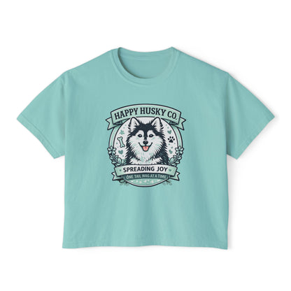 Happy Husky Co. 'Spreading Joy One Tail Wag At A Time' Women's Boxy Tee (Additional Colors)