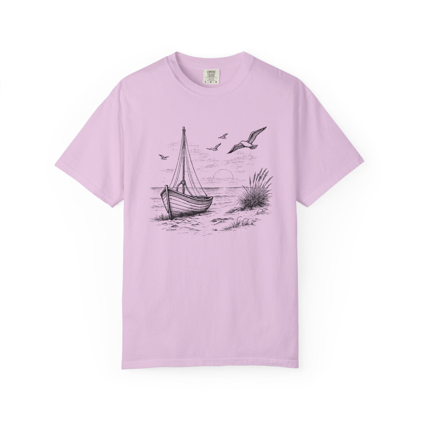 Unisex Adult Sailboat Nautical Double-Sided Tee - 'Set Your Course by the Stars Not the Storm' Motivational Shirt (Additional Colors)