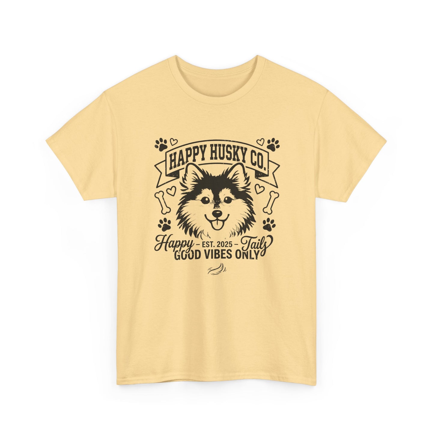 Unisex Adult Happy Husky Co. 'Happy Tails, Good Vibes Only' Graphic Tee (Additional Colors)