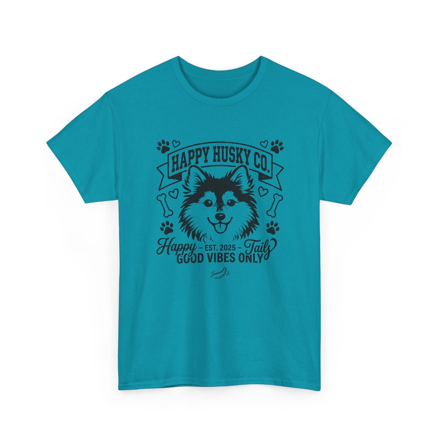 Unisex Adult Happy Husky Co. 'Happy Tails, Good Vibes Only' Graphic Tee (Additional Colors)