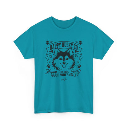 Unisex Adult Happy Husky Co. 'Happy Tails, Good Vibes Only' Graphic Tee (Additional Colors)