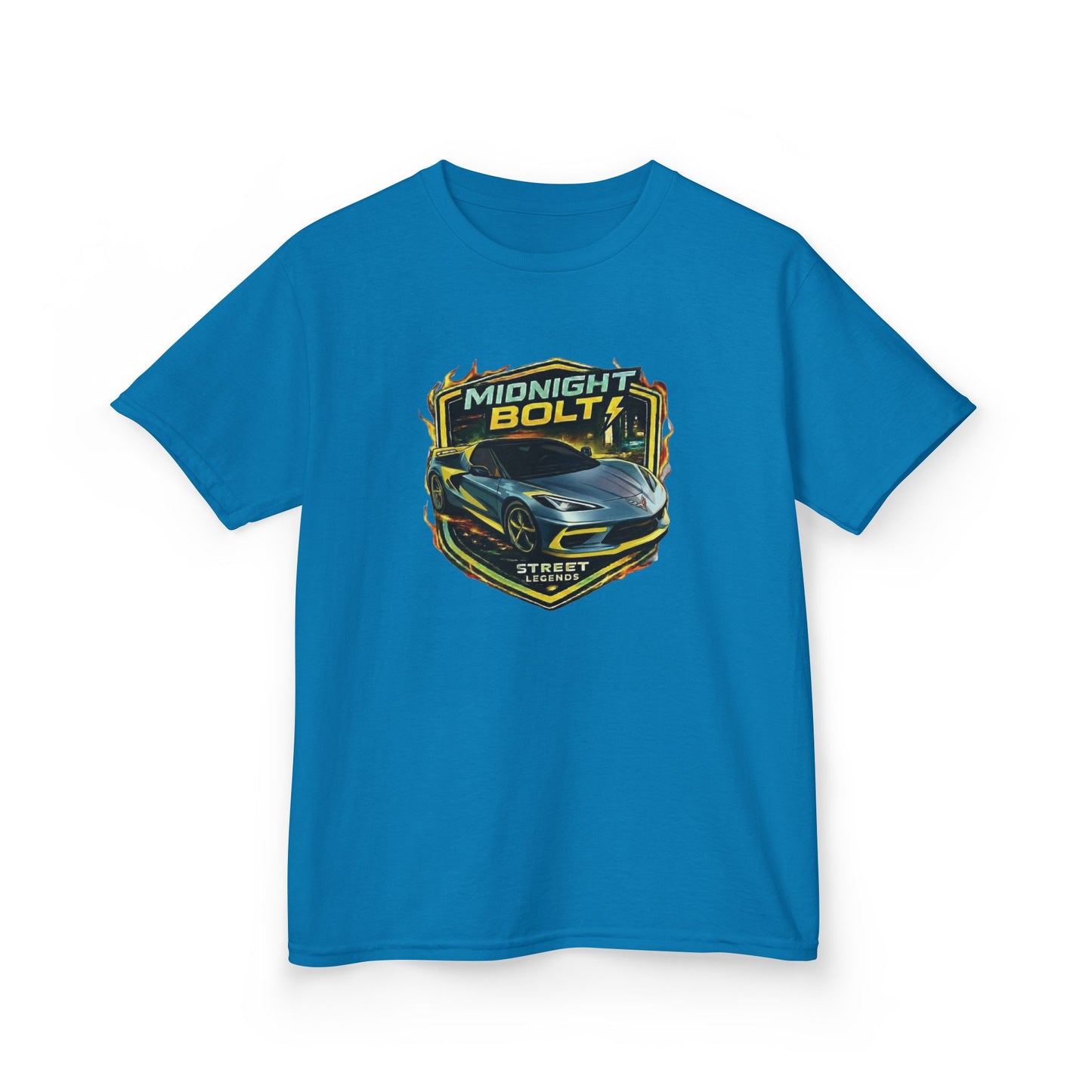 Kids Blue 'Midnight Bolt' Sportscar Theme Street Legends Series Cotton Tee (Additional Colors)