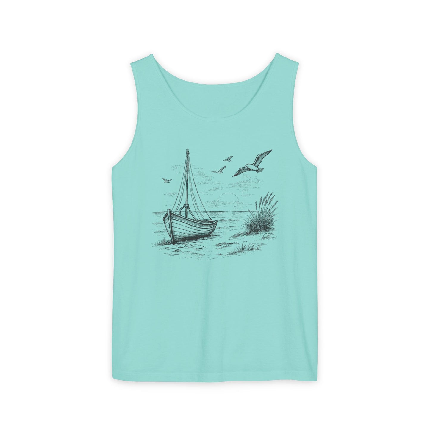 Unisex Adult Nautical Sailboat Tank Top — 'Set Your Course By The Stars, Not The Storm' Beach Graphic Tank (Additional Colors)